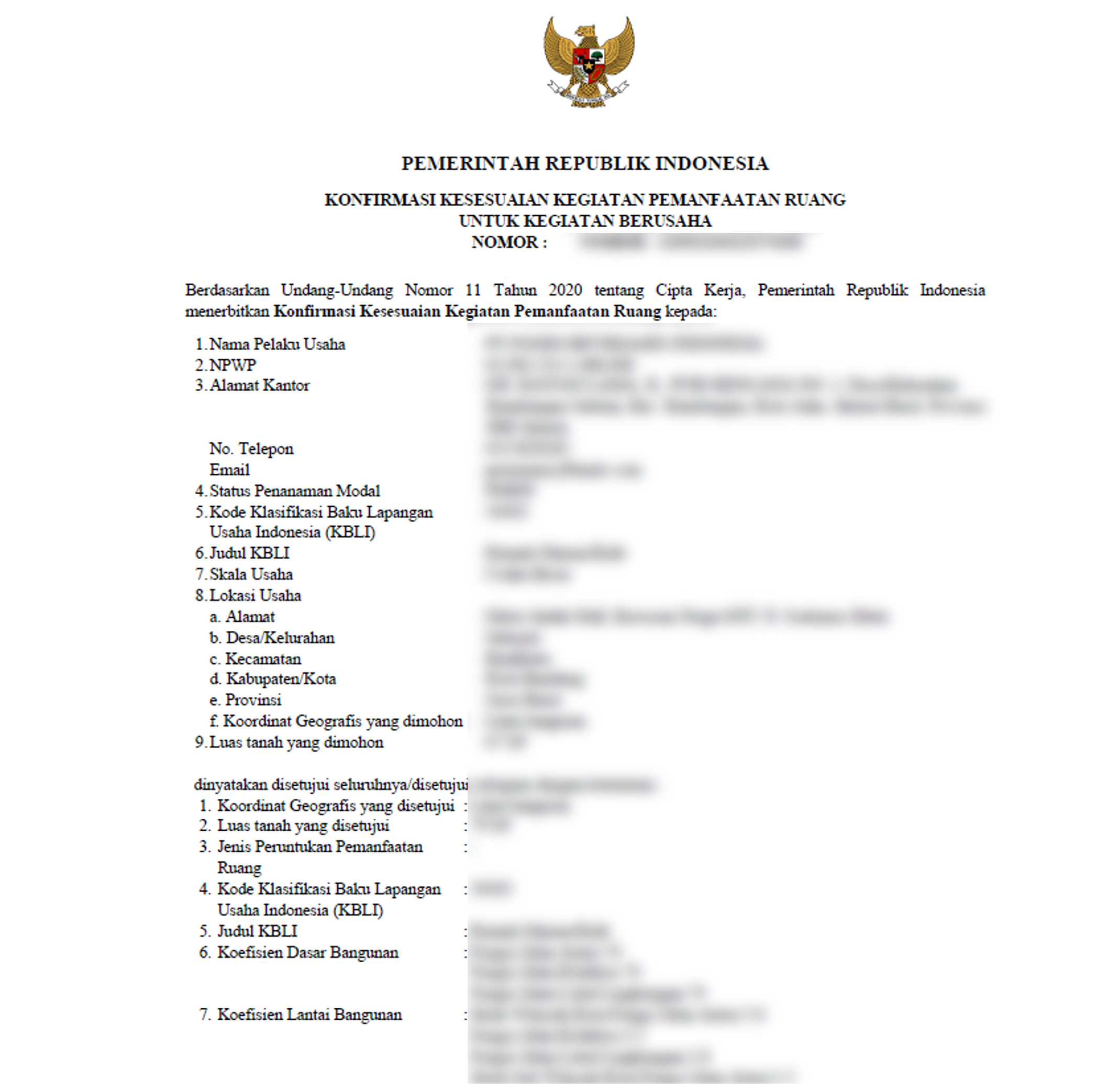 Contoh Persetujuan KKPR OSS RBA yang telah terbit