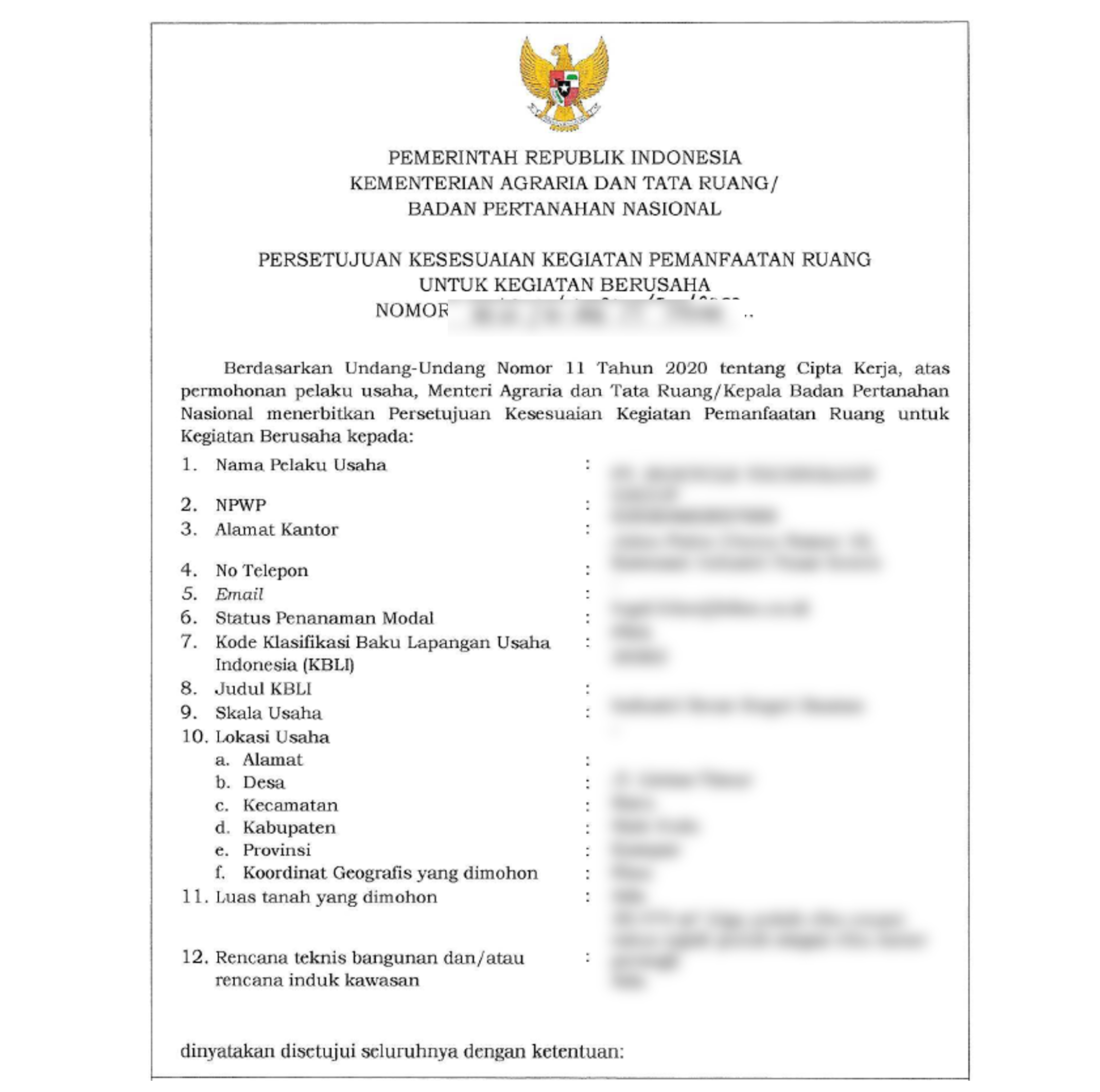 Contoh Konfirmas KKPR OSS RBA yang telah terbit