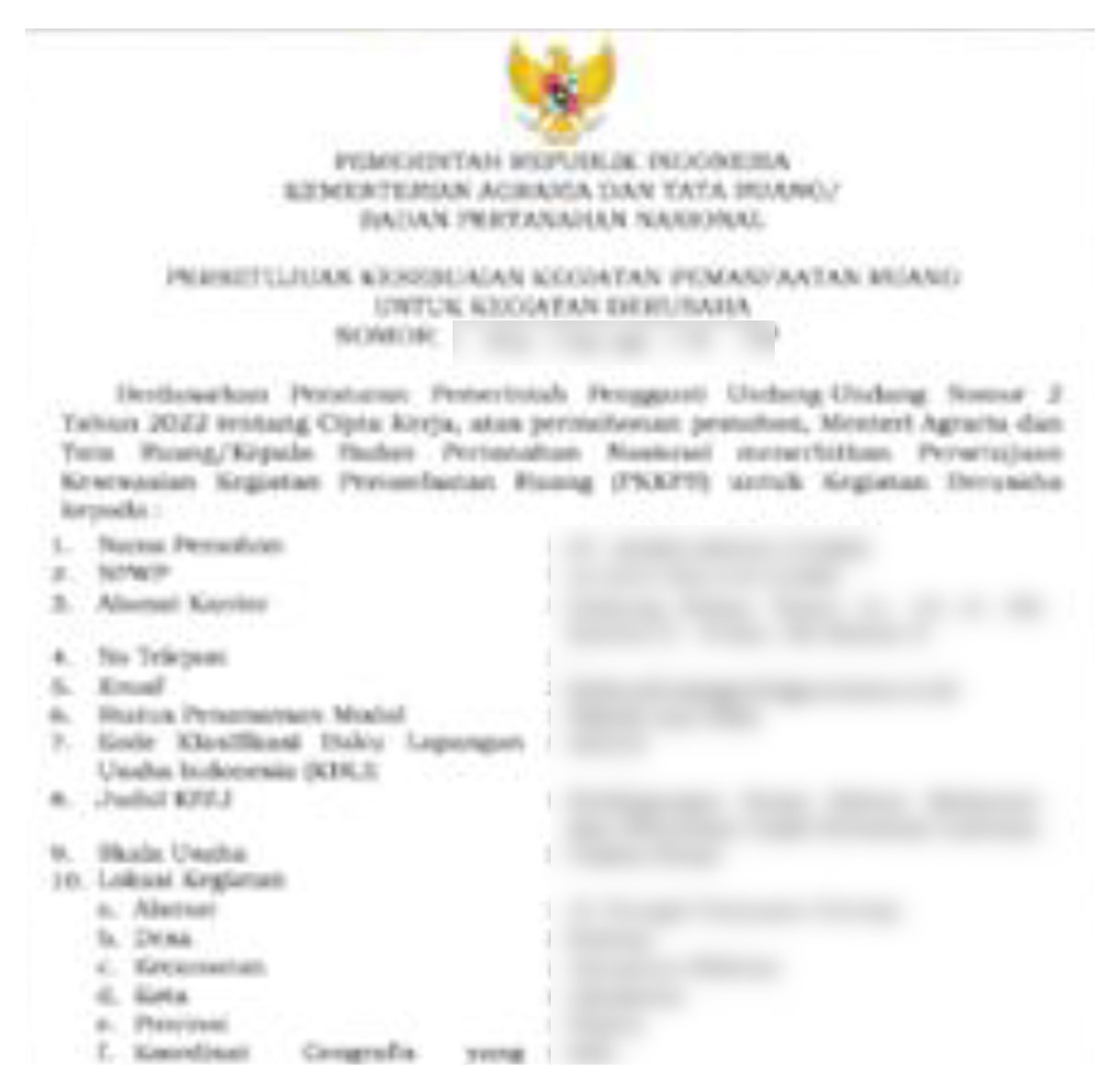 Contoh KKPR OSS RBA yang telah terbit