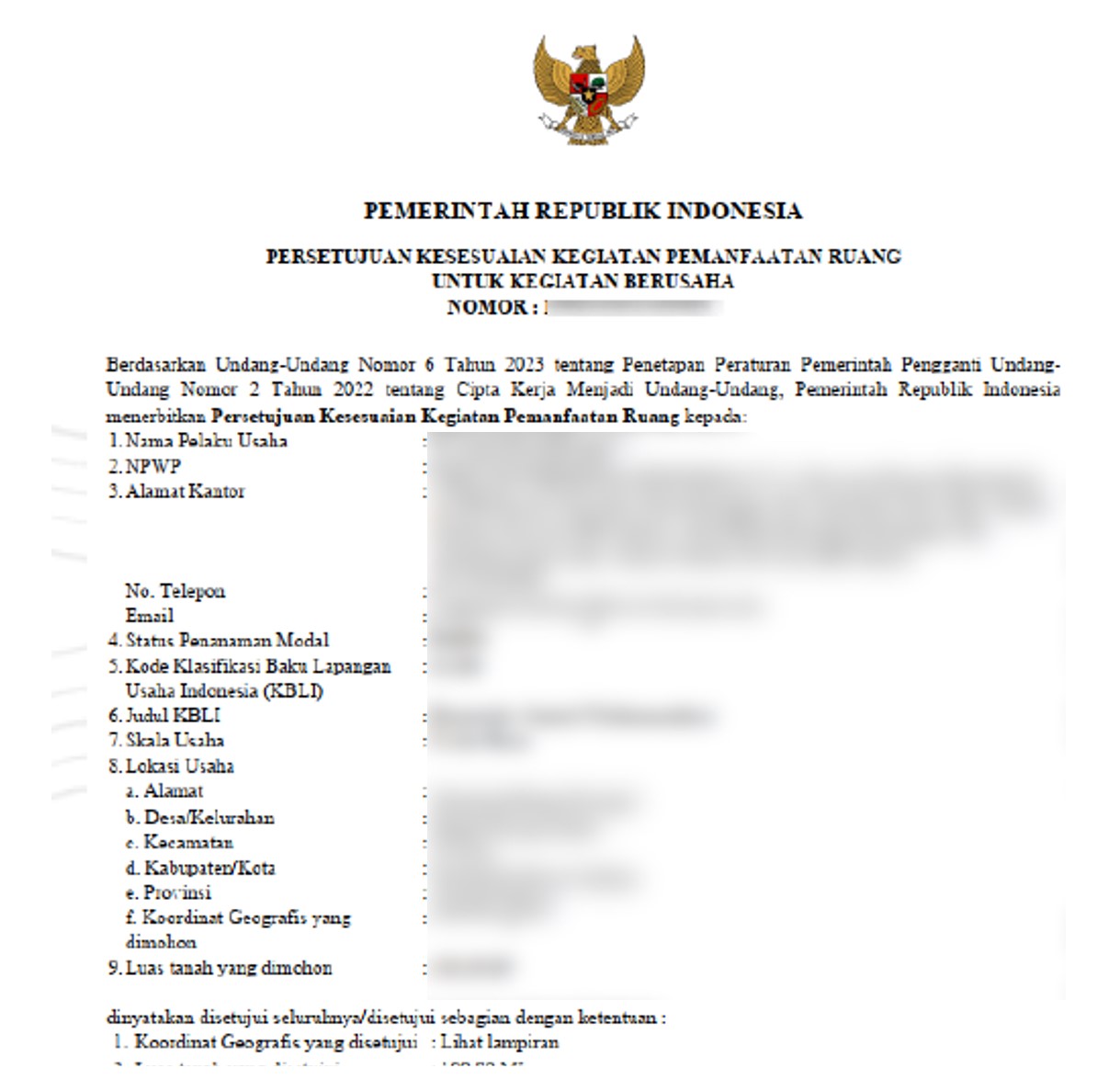 Contoh KKPR OSS RBA yang telah terbit